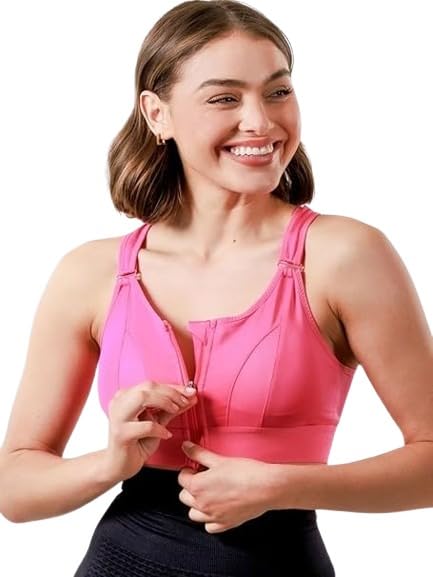 Image of Brachy Women's High-Impact Velcro Sports Bra: Adjustable, Front-Zip for Yoga, Gym & Workout