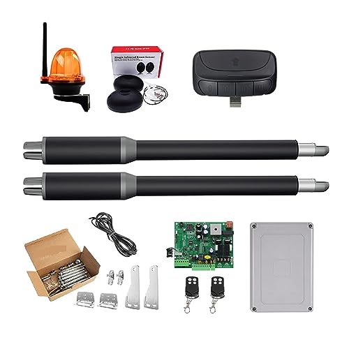 Actuador lineal de abridor de puerta Engranaje helicoidal de CC Abridor automático de puerta abatible Tubo eléctrico, luz, botón, operador GSM(KIT C)
