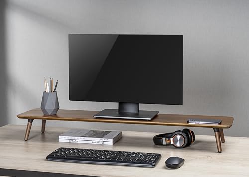 Image of Desk Shelf for Top of Desk (Mahogany) Mid Century Modern Monitor Stand (39.37 x 9.45 x 4.72 inches)