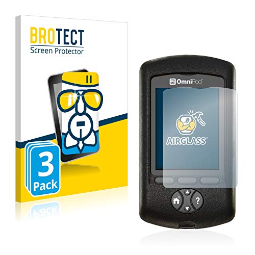 brotect Pellicola Protettiva Vetro Compatibile con Mylife Omnipod (3 Pezzi) Schermo Protezione, Estrema Durezza 9H, Anti-Impronte, AirGlass