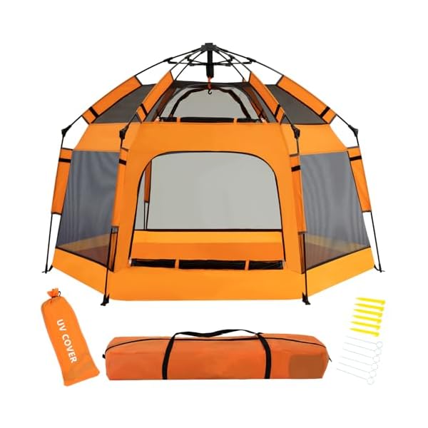 Baby pop up playpen with canopy pop up baby pop up tent with safety lock portable toddler play yard with travel bag 6 ground stakes 6 sand stakes  urban country home decor