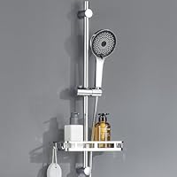 Duschstange Komplettset ohne Duscharmatur, mit ohne Bohren Ablage, 5-fach Handbrause-Höhenverstellbarer, Edelstahl Schlauch, 70cm Duschsystem mit Duschbrause für Kabine/Badewannen, ohne Regendusche