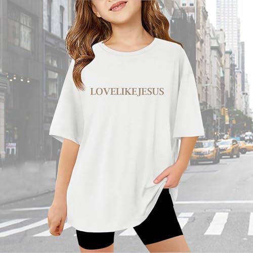 Girls Christian Short Sleeve T Shirts Kids Summer Oversized Tops Casual Crewneck Basic Tees 3-14Y4