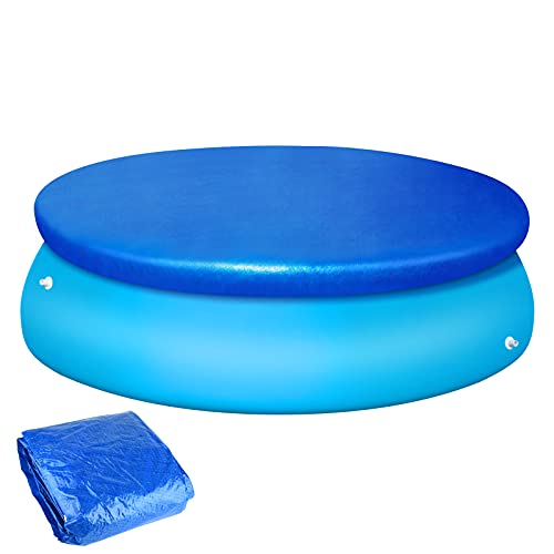 PLULON Round Pool Cover, Adjustable Drawstring, Blue, Solid, 183 cm, Protection, Pool Cover
