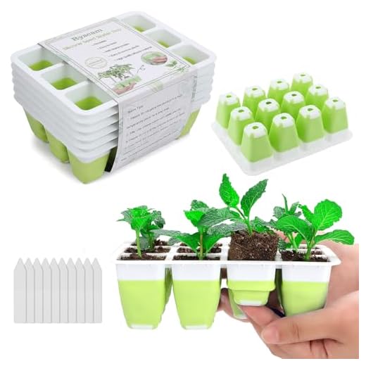 Seed Starter Tray, 5pcs Reusable Seed Starter Kit, Silicone Seedling Starter Trays for Starting Plant Seeds, Seed Starting Trays with Flexible pop-Out Cells, Indoor Gardening Plant Germination Trays