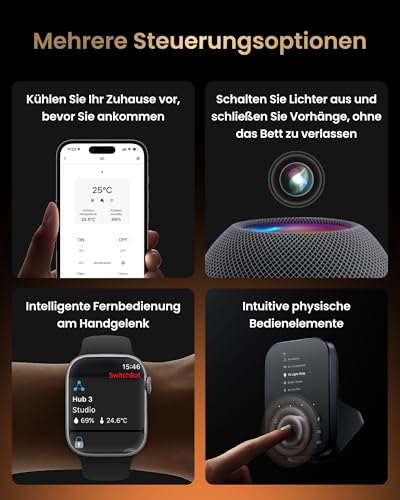 SwitchBot Hub 3, Smart Home Hub mit Matter Support, Smart IR Bluetooth-Fernsteuerung, WLAN-Thermometer und Hygrometer (unterstützt 2,4 GHz), Kompatibel mit Alexa, HomeKit, Google Home, IFTTT