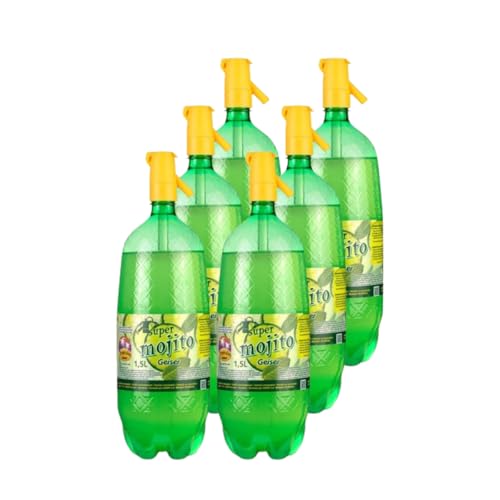 GEISER Super Mojito - Bebida sin alcohol con Sabor a Mojito, Botella con Sifón, Pack de 6 Botellas de 1,5L