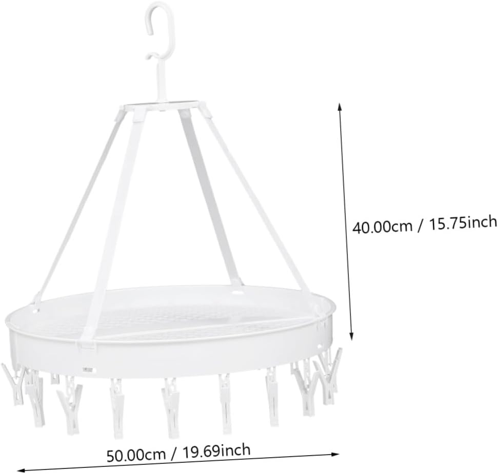 Multipurpose Foldable Clothes Drying Hanger Rack for Socks Underwear and Towels, Single-Layer White Plastic Holder for Balcony Windproof Laundry Storage