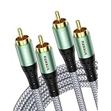 RAWAUX RCAケーブル、2RCAオス to オス ステレオオーディオケーブル 赤白デジタルオーディオケーブル サブウーファーケーブル スピーカー アンプ ホームシネマ テレビ HiFiシステム用 (グリーン, 1M)
