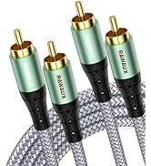 RAWAUX Cinch Kabel 1M, Cinch Stereo Audiokabel 2x Cinch Stecker zu 2x Cinch Stecker Subwoofer Aud...