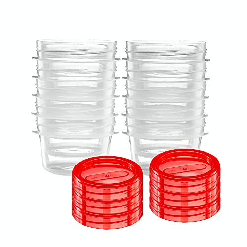 Elegant Disposables (4 Ounce 10 Pack) Twist Cap Containers Clear Bottom With Red Top Screw On Lids Twist Top Food Storage Freezer Reusable Containers #TOP6