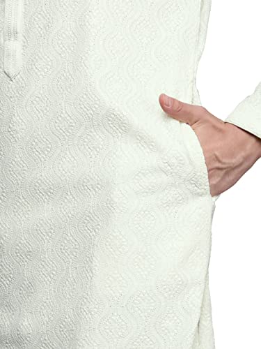 Image of Manyavar Men's Chikankari Sequin Work Kurta Set (2pcs)