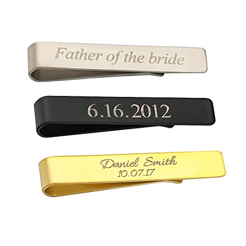 Personalized Custom Tie Clip Stainless Steel Gift for Man Husband Son Girlfriend (M)