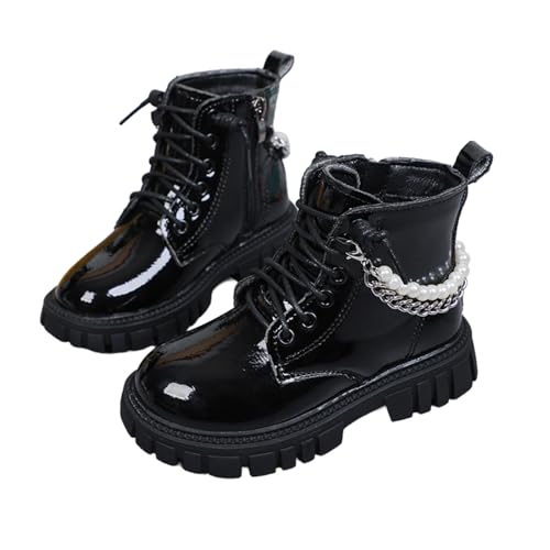 Kids Ankle Boots Boys Girls Side Zipper Lace up Work Boots Cowboy Cowgirl Combat Boots Side Toddler Zip Booties