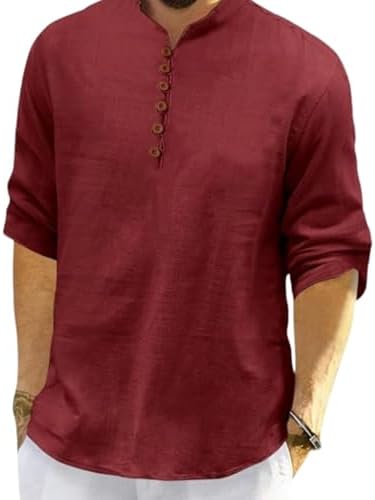 ROYALSCOUT Men's Cotton Polyester Blend Solid Regular Fit Full Sleeve Short Kurta | Ethnic, Lightweight Summer Kurta for Daily & Occasion Use