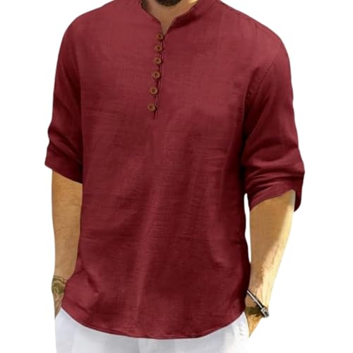 ROYALSCOUT Men's Cotton Polyester Blend Solid Regular Fit Full Sleeve Short Kurta | Ethnic, Lightweight Summer Kurta for Daily & Occasion Use