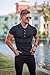 Collared Muscle Polo Shirts Men Slim Fit Textured Knit Polo Shirts Short Sleeve Button Down Shirts Casual Stylish Black