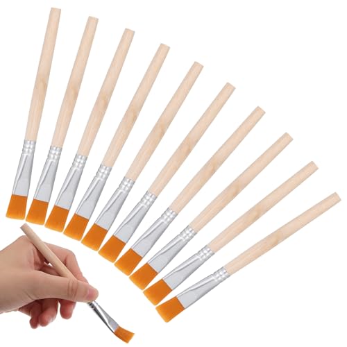 XLIUAX 10 Stück Breite Flache Pinsel, Borstenpinsel Set, Flache Ausbesserungspinsel kleines Künstlerpinsel Set für Details, Acryl, Anfänger, Künstler und Gemälde Liebhaber