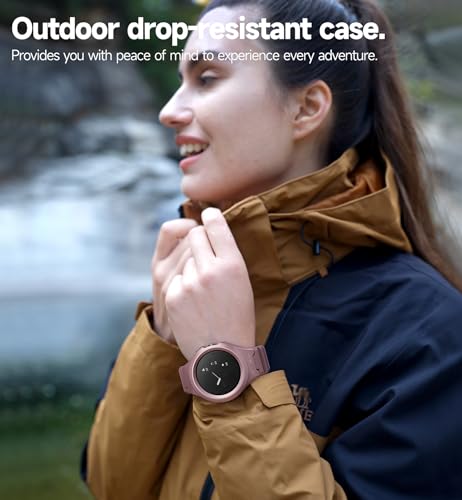 Dexnor Kompatibel mit Google Pixel Watch Armband (41MM), Militär Grade Hülle mit weichem Silikon Rugged Shockproof Verstellbare iWatch Bands Strap Kompatibel mit Sport - Rosa