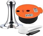 Refillable Coffee Capsules, Stainless Steel Coffee Pods Compatible with Tassimo Machines (60ML Red +Tamper)