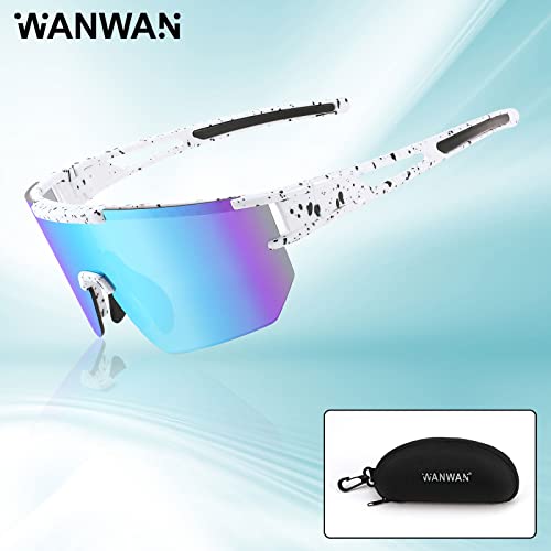 Wanwan Cycling Sunglasses Sport Mirrored 80S Baseball Sunglasses For Men Women Youth Adults Visor Shield Running Softball #TOP1