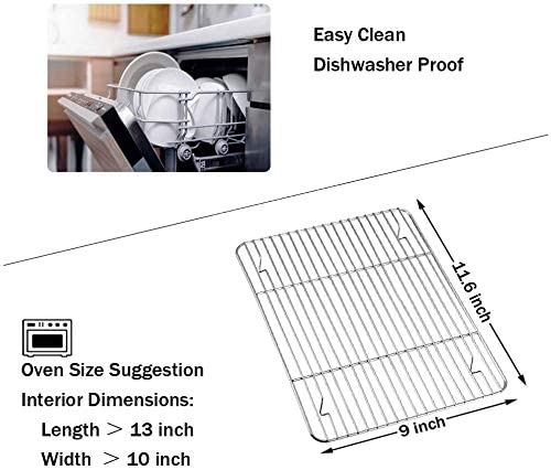 INDIAN DECOR. 313388 Cooking Rack Pack of 2, Stainless Steel Cooking Cooling Baking Roasting Grilling Drying Rack, Rectangle 11.6'' x 9'' x0.6'', Oven & Dishwasher Safe - Chrome 4