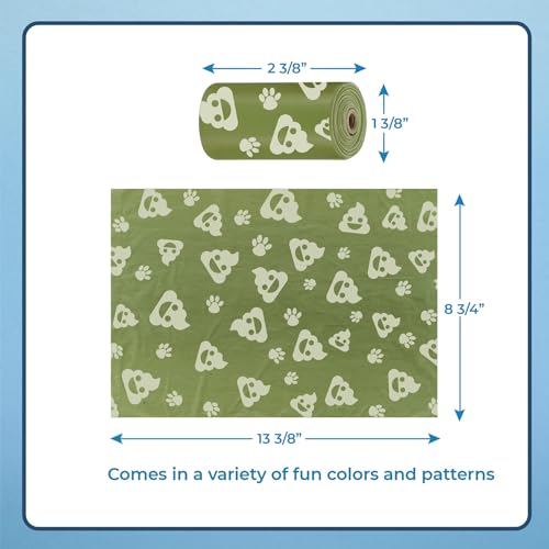 Image of Best Pet Supplies Dog Poop Bags for Waste Refuse Cleanup, Doggy Roll Replacements for Outdoor Puppy Walking and Travel, Leak Proof and Tear Resistant, Thick Plastic - Green with Poop Emoji, 150 Bags