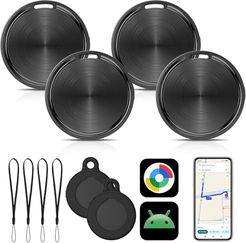 Tag Android, Traceur Compatible avec l'application Google Find Hub Device (Android Uniquement), Tracker Tag Bluetooth pour Clés, Bagages, Sacs, Valises(4Pack)