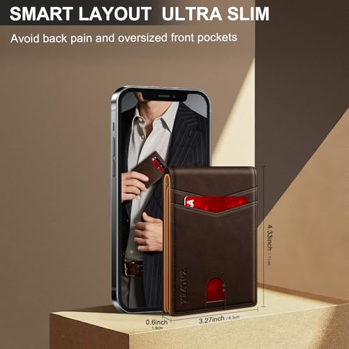 Image of Wallet for Men Slim RFID Blocking Leather Credit Card Holder Wallet for 14 Cards, Bifold Minimalist Thin Wallet with 2 ID Windows & Cash Slot, Front Pockt Carteras Para Hombres, Birthday Gifts for Men