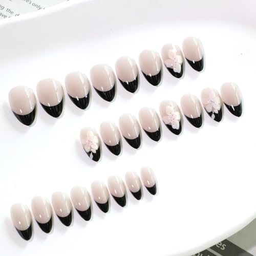 Image of Secret Lives Simple French-Style Press On Nails - 2D Flower Wearable Artificial Nail