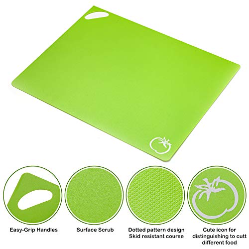 Metrical Poetry Flexible Plastic Cutting Board Mats Set, Food Grade Plastic Kitchen Cutting Mat With Food Icons and hanging hole, 15