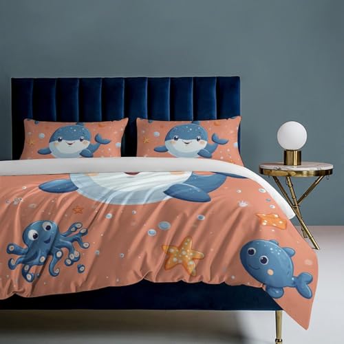 Juego de ropa de cama de ballena suave de microfibra transpirable 6