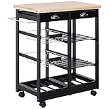 MATÉRIAUX ROBUSTES ET DURABLES : Ce chariot de service est conçu en bois massif de pin pour le plateau, avec structure en MDF et poignées en métal chromé pour une longue durée de vie