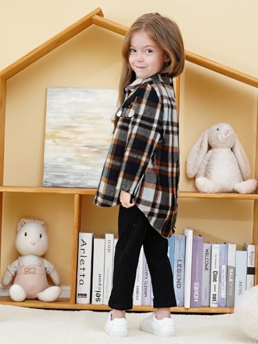 Image of Toddler Girl Clothes Plaid Long Sleeve Button Down Shirt Corduroy Overall Jumpsuit Girls Fall Winter Outfit Set