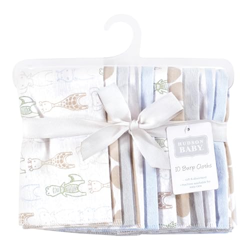 Image of Hudson Baby Cotton Flannel Burp Cloths 10-Pack, Modern Safari Friends, One Size