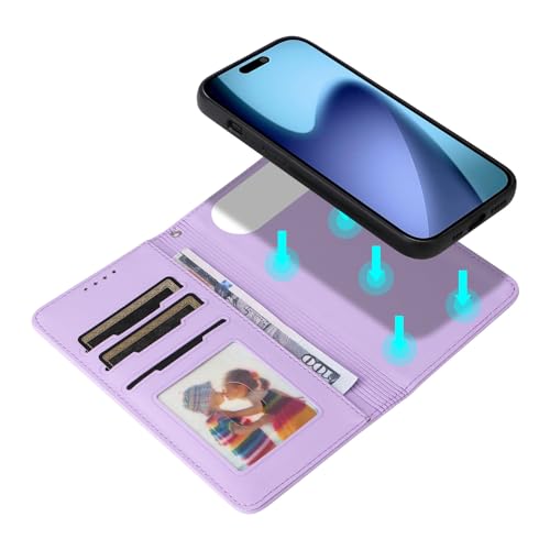 Umlovecase for iPhone Air Case,for iPhone Air Wallet Case,2 in 1 Detachable Wallet Phone Cover[RFID Blocking] PU Leather Flip Kickstand Shockproof Protective Phone Cover-Purple