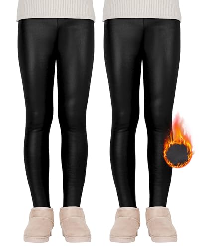 Thermoleggings hiver chaud en similicuir pour fille parfaits pour l'école