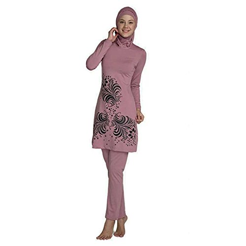 ZS Traje de baño modesto de longitud completa, traje de baño musulmán, hiyab, modesto, traje de baño de longitud completa, traje de baño musulmán hiyab, Kermesinus, M