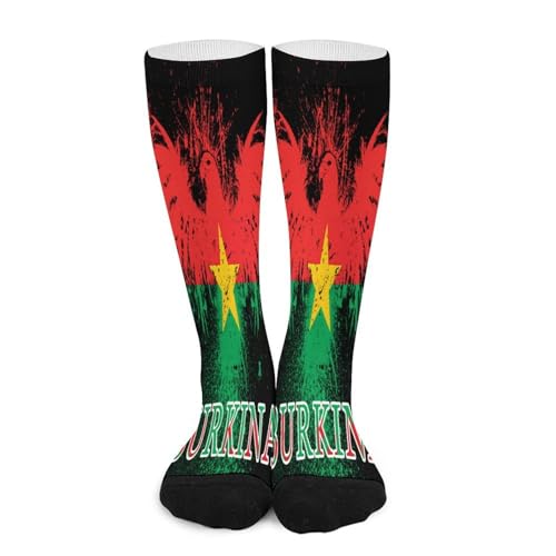 Melbrakin Burkina Faso, peuple du Burkina Faso, drapeau, aigle Chaussettes de compression pour femmes et hommes, mi-hautes, idéales pour la course à pied et les voyages.