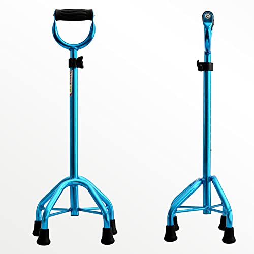 Bastón cuádruple ajustable con 4 patas para mayor estabilidad, bastón de aluminio ligero para personas mayores, ayuda a la movilidad para personas mayores con mango en forma de U para mayor comodidad