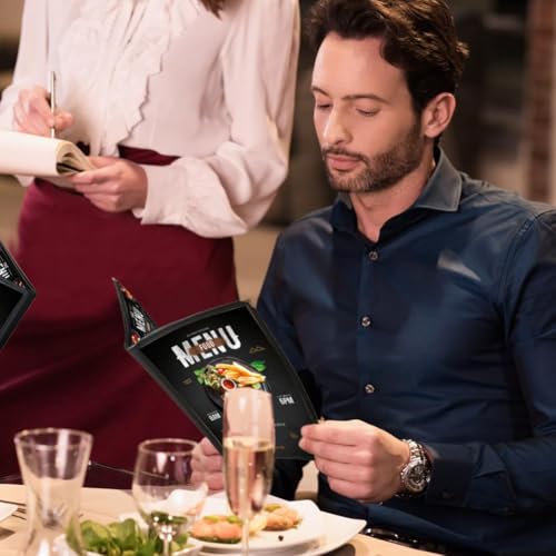 Wisboey Menühüllen 8,5 X 11 Restaurant-Menühalter, 2 Stück, 4 Seiten 8 Ansichten, Transparente Menühülle, Passend für Papier im A4-Format