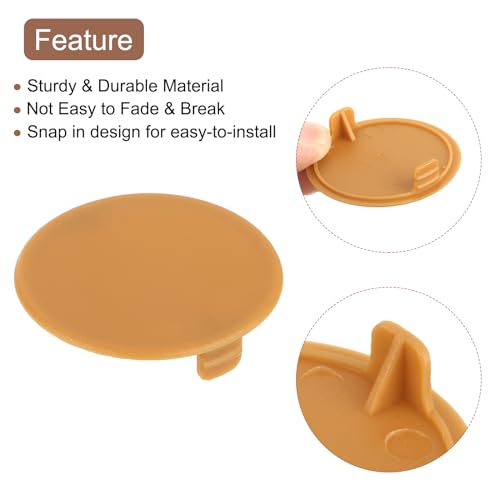 Image of uxcell 10Pcs Hinge Hole Covers, 40mm(1-9 /16 inch) Dia Plastic Concealed Hole Cover Round Flush Type Caps for Furniture Cabinet Cupboard, Khaki