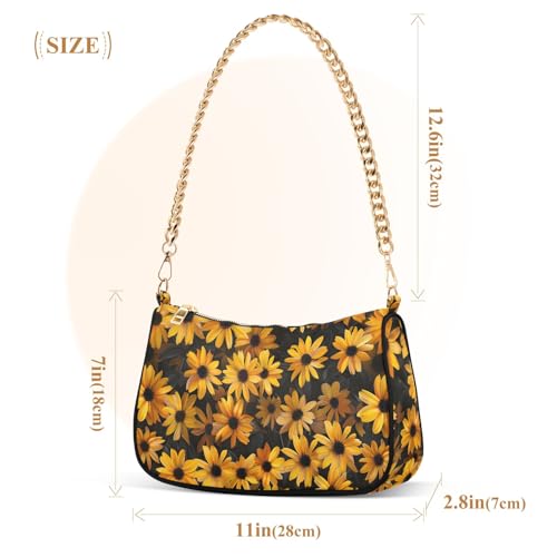 Clutch Shoulder Bags Tote Evening Purse Handbags for Women Yellower Flowers Hobo Bags with Zipper Closure3