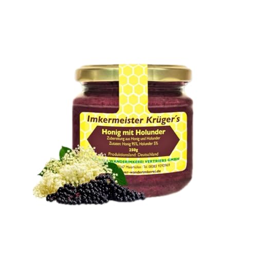 Allgäuer Wanderimkerei – Honig mit Holunder 250 g – Deutschland – rötlich cremig...