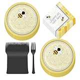Bee Party Supplies for Baby Showers and Birthdays - Bumblebee Paper Dessert, Napkins, and Forks (Serves 16)
