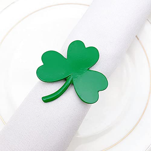 Toofd 6 Pieces St.patrick's Day Shamrock Napkin Rings For Dining Table Setting, Green Lucky Clover Napkin Holders Dinner Tables Decoration For St. Patrick's Day Holiday Spring Dinners Table Decor #TOP2