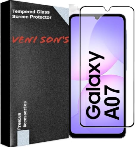 Image of VENI SON'S Scratch And Tear Resistant, Crystal Clear Edge to Edge Tempered Glass Screen Protector Guard Compatible With Samsung Galaxy A07