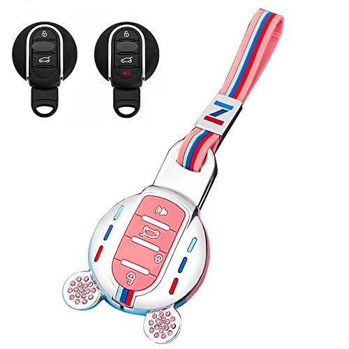 BMW MINI �p �X�}�[�g�L�[�P�[�X �L�[�J�o�[ 3�{�^��/4�{�^�� �������� �V���R�� ��G�肢�� �~�j��p�݌v �L�[�z���_�[ Mini F�V���[�Y F54 F55 F56 F57 F60 ���ɓK�p �L�[�P�[�X (�s���N)