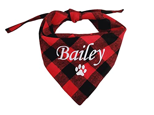 Generic Plaid Bandana Personalized, Embroidered, Buffalo Plaid, Triangle Bibs Kerchief, Custom Pet Neckwear cover