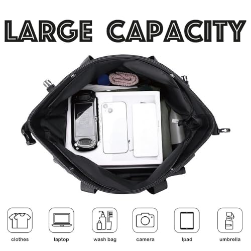 Image of CAVALO - Be Unique Men's Waterproof Oxford Duffle Bag | Large Capacity Travel, Gym & Business Hand Luggage with Wet /Dry Compartments, Laptop Sleeve & Shoulder Strap (Black)